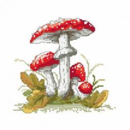 S 10180 Cross stitch pattern for smartphone - Mushrooms toadstools