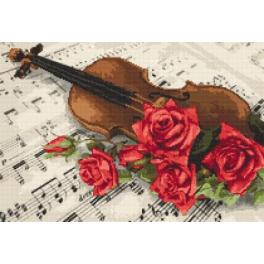 S 8399 Cross stitch pattern for smartphone - Violin and roses