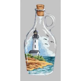 S 10222 Cross stitch pattern for smartphone - Bottle with a lighthouse