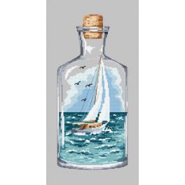 S 10223 Cross stitch pattern for smartphone - Bottle with a sailboat
