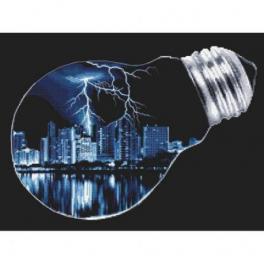 S 10281 Cross stitch pattern for smartphone - City in a light bulb
