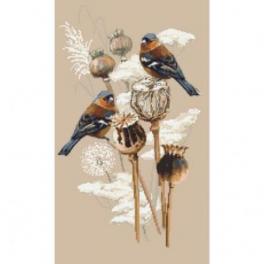 S 10438 Cross stitch pattern for smartphone - Sparrows and poppies