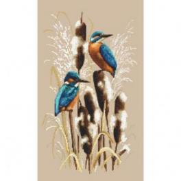 S 10439 Cross stitch pattern for smartphone - Kingfishers in the reeds