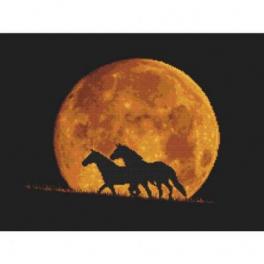S 10323 Cross stitch pattern for smartphone - Horses in the moonlight