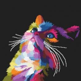 S 10637 Cross stitch pattern for smartphone - Colourful cat
