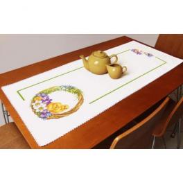 S 10163 Cross stitch pattern for smartphone - Table runner with a spring wreath