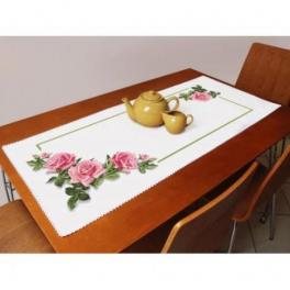S 10176 Cross stitch pattern for smartphone - Table runner with roses 3D