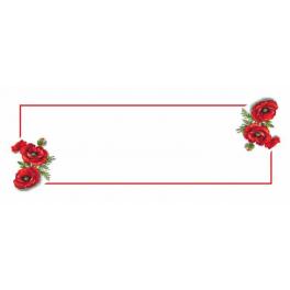 S 10182 Cross stitch pattern for smartphone - Table runner with poppies 3D