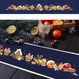 S 10443 Cross stitch pattern for smartphone - Long winter table runner