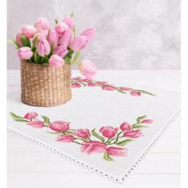 S 10213 Cross stitch pattern for smartphone - Napkin with tulips