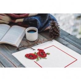 S 10181 Cross stitch pattern for smartphone - Napkin with poppies 3D