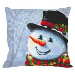 S 10643-01 Cross stitch pattern for smartphone - Cushion - Snowman painted with a needle