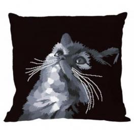 S 10638-01 Cross stitch pattern for smartphone - Pillow - Gray cat