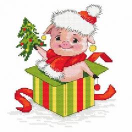 S 10199 Cross stitch pattern for smartphone - Christmas piggy