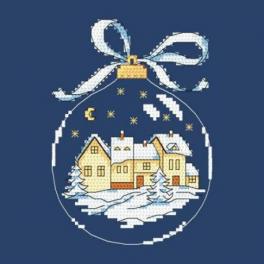 S 10235 Cross stitch pattern for smartphone - Christmas ball with a town