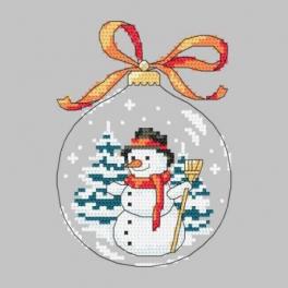 S 10236 Cross stitch pattern for smartphone - Christmas ball with a snowman
