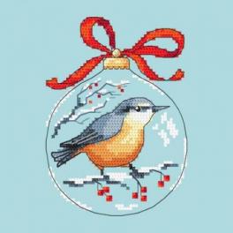 S 10237 Cross stitch pattern for smartphone - Christmas ball with a bird