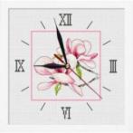 S 8675 Cross stitch pattern for smartphone - Clock with magnolia