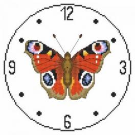 S 8858 Cross stitch pattern for smartphone - Clock with butterfly