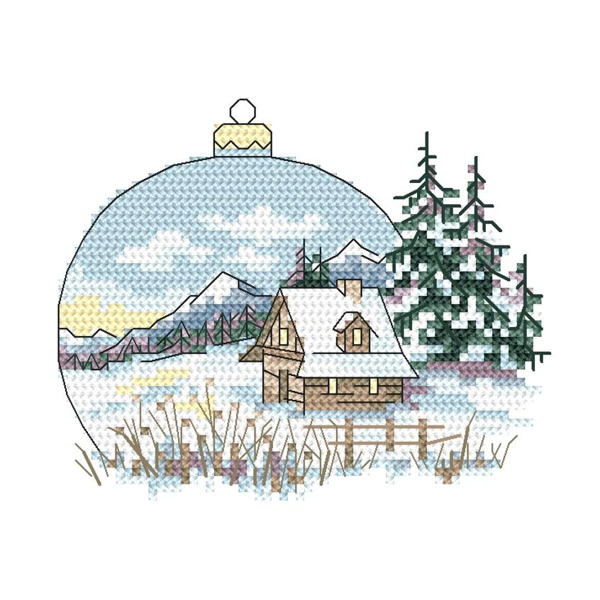 Cross stitch pattern for smartphone - View with a Christmas ball