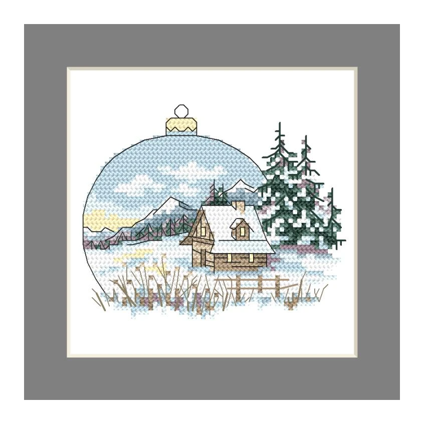 Cross stitch pattern for smartphone - Postcard - Christmas ball with a view