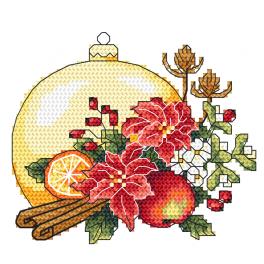 W 10344-01 Cross stitch pattern PDF - Christmas composition with a Christmas ball