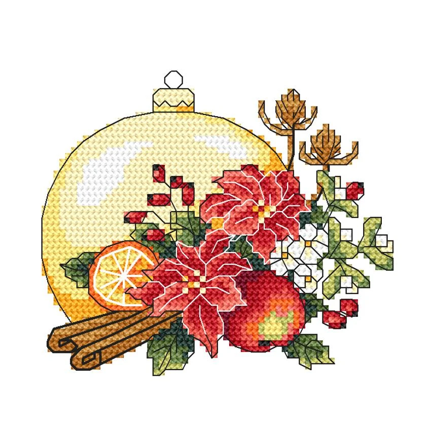 Cross stitch pattern for smartphone - Christmas composition with a Christmas ball