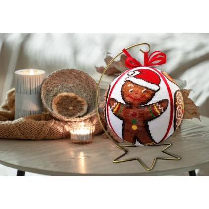 ZU 10687 Kit punto croce - Palla di Natale di pan di zenzero