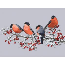 GC 10329 Printed cross stitch pattern - Bullfinches on a twig