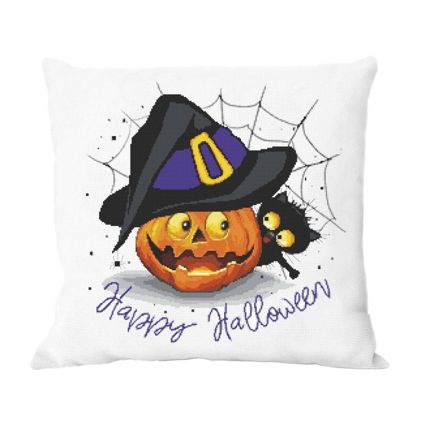 Schema punto croce per telefono - Cuscino - Happy Halloween