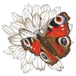 S 10330 Cross stitch pattern for smartphone - Butterfly and dahlia flower