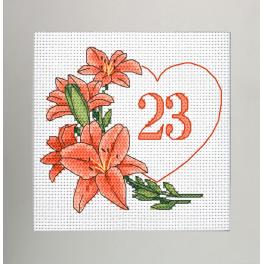 S 10342 Cross stitch pattern for smartphone - Birthday card - Heart with lilies