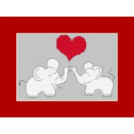 W 10691 Cross stitch pattern PDF - Valentine's Day card - Elephants