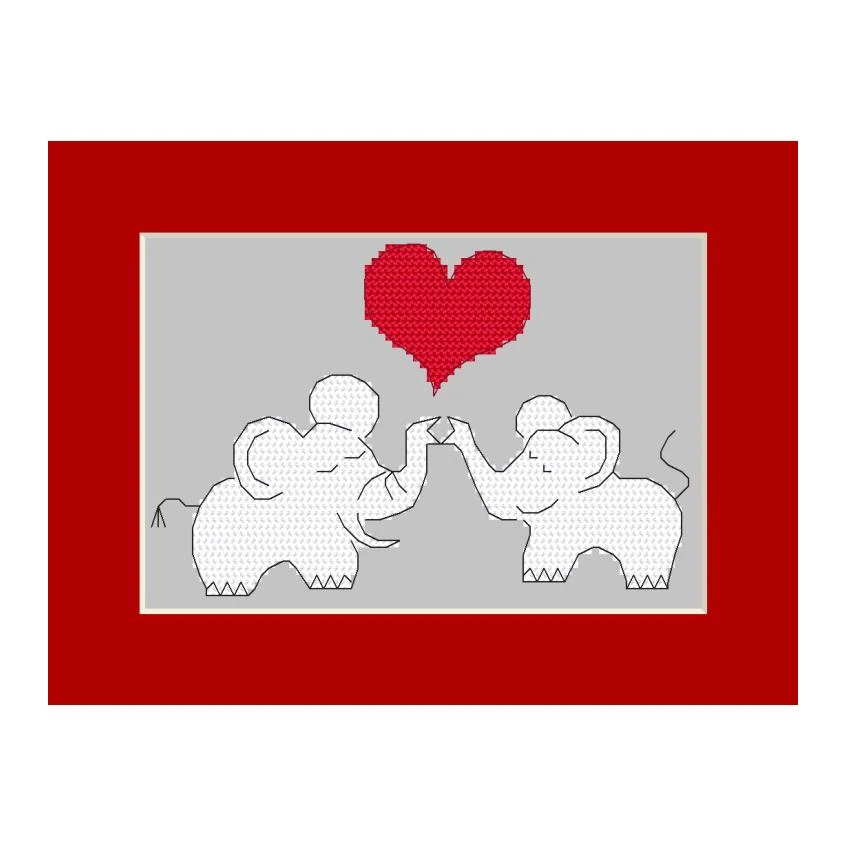 Cross stitch pattern for smartphone - Valentine's Day card - Elephants