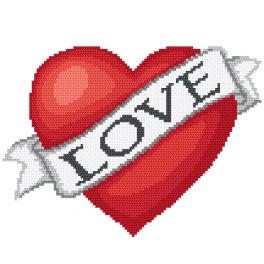 GC 10690 Printed cross stitch pattern - Heart cross stitched with love
