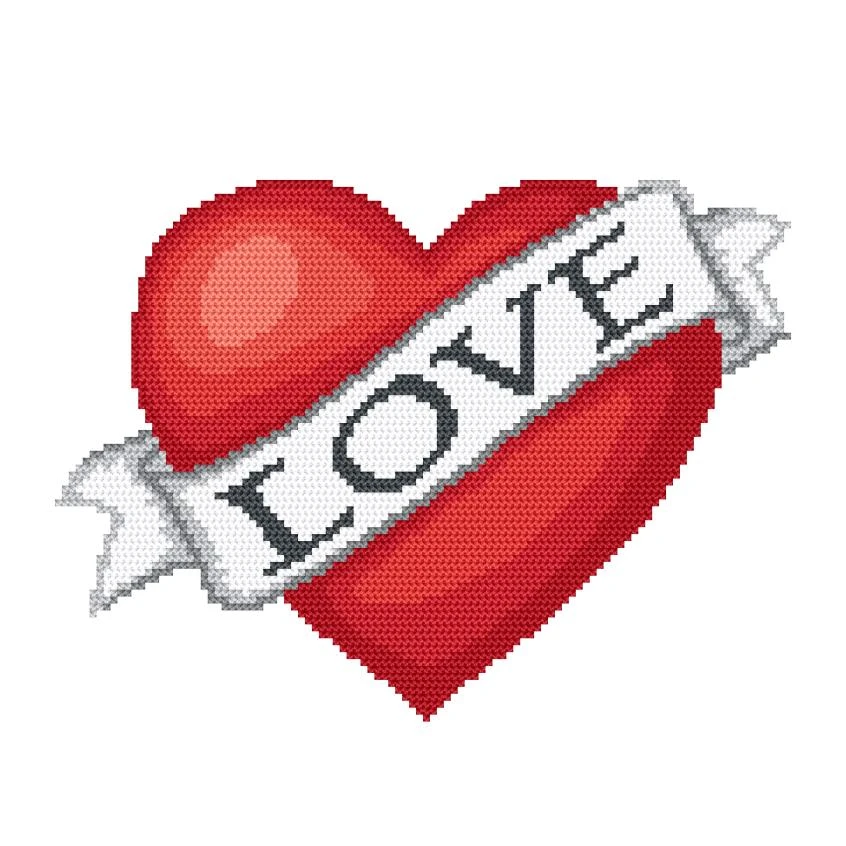 Cross stitch pattern for a phone - Heart cross stitched with love
