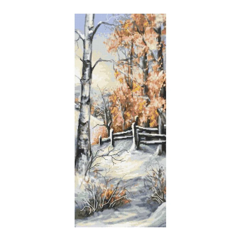 Cross stitch pattern for a phone - Winter birches