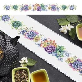 S 10481 Cross stitch pattern for smartphone - Long table runner with succulents
