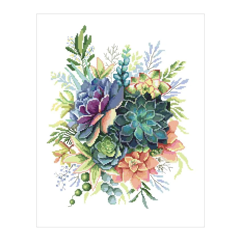 Cross stitch pattern for smartphone - Composition with succulents