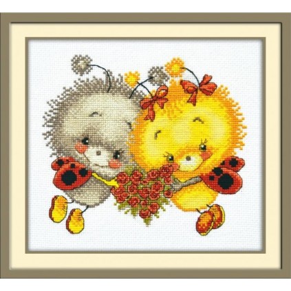 OV 734 Cross Stitch Kit - Ladybirds in Love