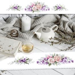 W 10491 Cross stitch pattern PDF - Long table runner with powder roses