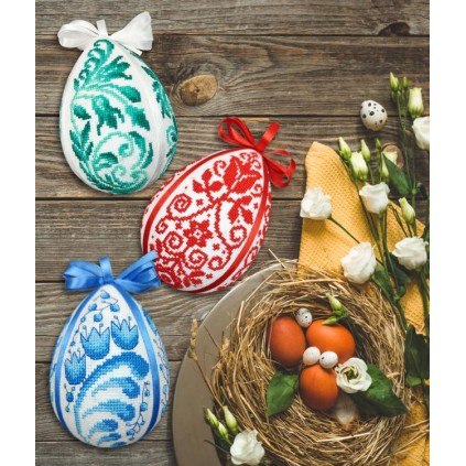 ZU 10697 Cross Stitch Kit - Påskeegg med planter
