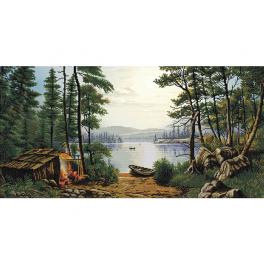 NCP 1508 Cross stitch kit with printed background - At a lake