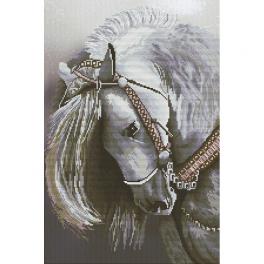 NCB 2255 Cross stitch kit with printed background - Grey horse