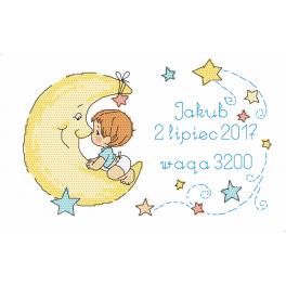 S 10071 Cross stitch pattern for smartphone - Birth certificate for boy