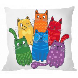 W 10705-01 Cross stitch pattern PDF - Cushion - Faces of the cat family