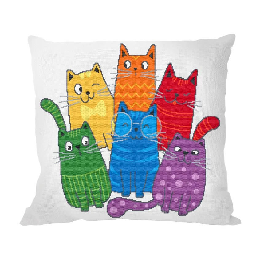 Cross stitch pattern for smartphone - Cushion - Faces of the cat family