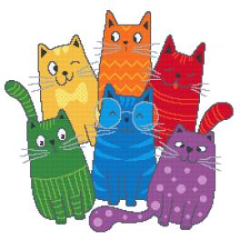 W 10705 Cross stitch pattern PDF - Faces of the cat family