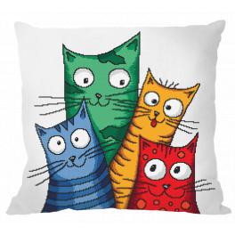 W 10704-01 Cross stitch pattern PDF - Cushion - Crazy cats