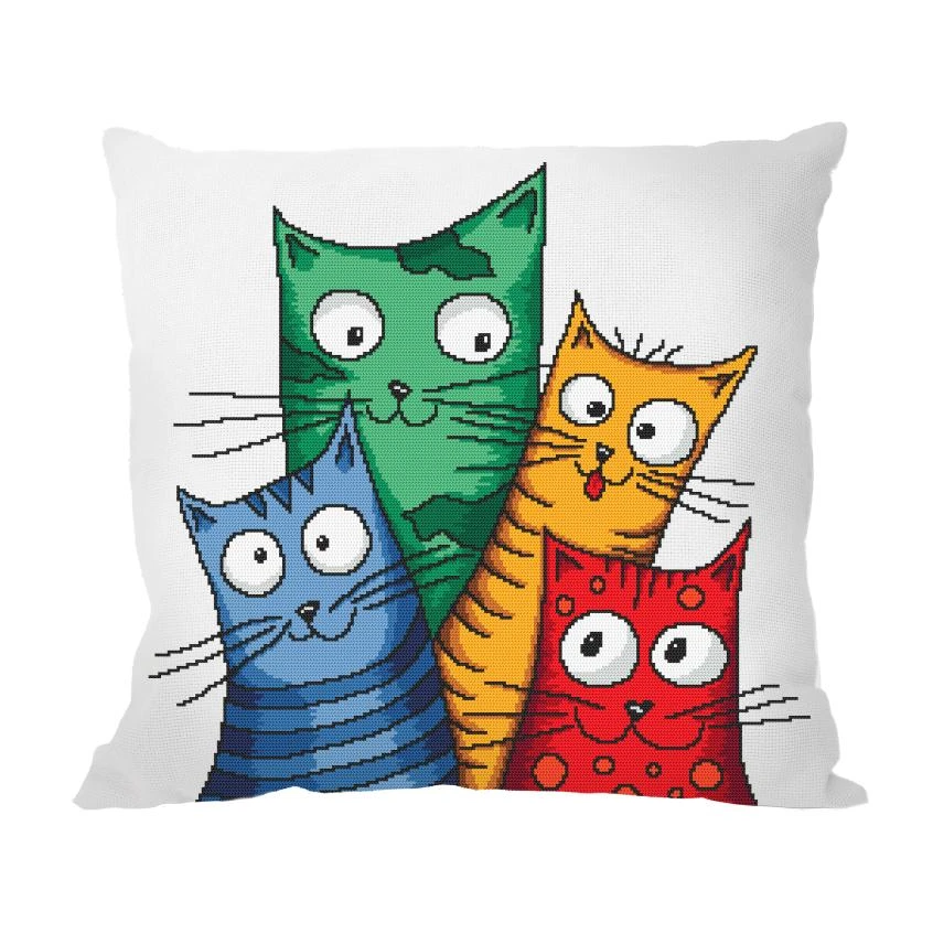 Cross stitch pattern for smartphone - Cushion - Crazy cats